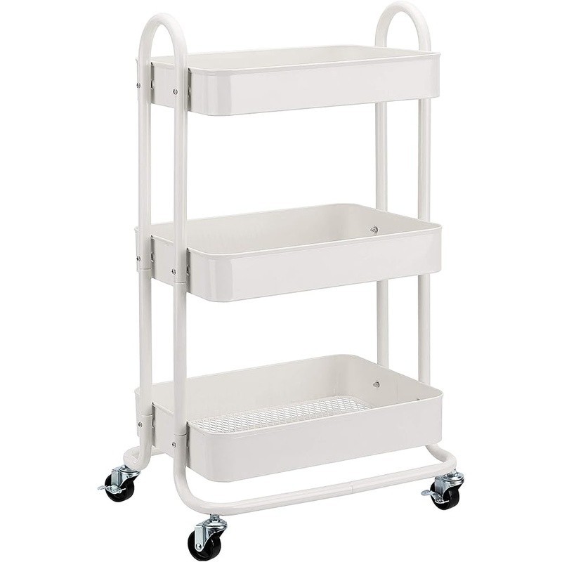 3-Tier Rolling Metal Utility Cart Kitchen Storage W/ Wheels & Push Handle New