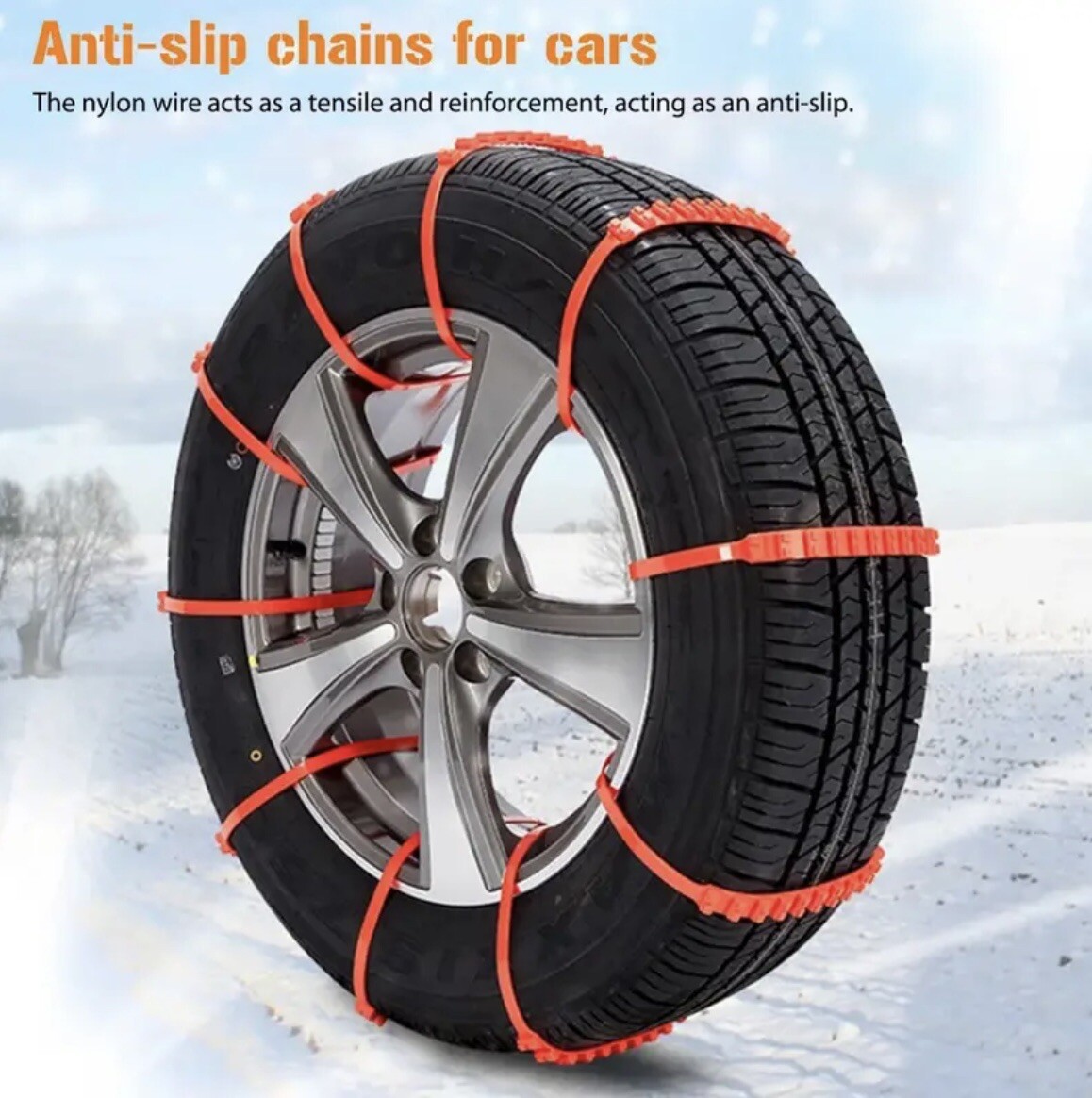 Car Snow Chains Snow Tire Chains Anti-Slip Tire Chains for Cars SUV Trucks 10Pcs