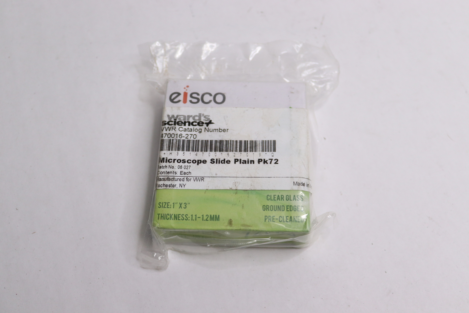 (72-Pk) Eisco Student Grade Economy Microscope Slides Clear Glass 470016-270