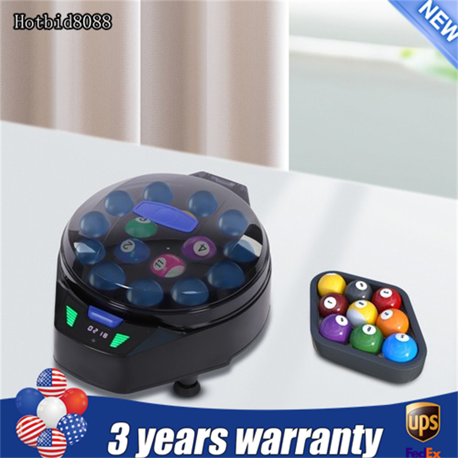 16Balls Round Automatic Billiard Ball Polisher Electric Pool Ball Cleaner Black