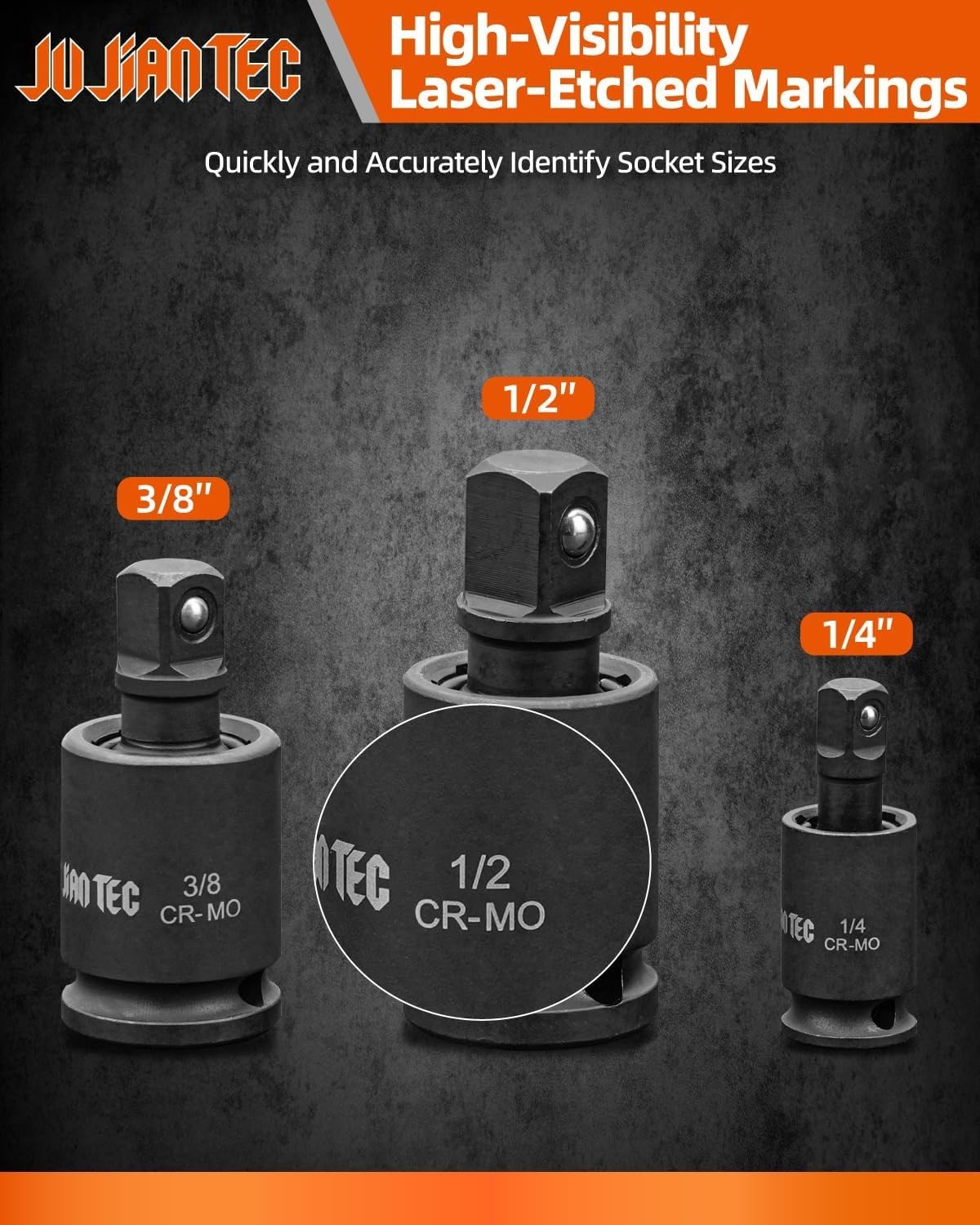 Impact Swivel Socket Set set 3 piece 1/2 Inch Universal Joint kit