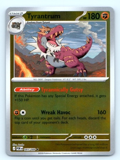 Tyrantrum 045/088 ~ Rare Reverse Holo English Near Mint