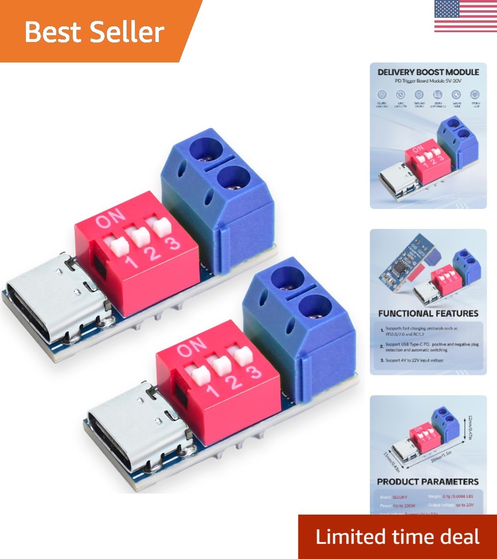 Versatile USB-C PD Trigger Board - Adjustable Voltage Fast Charge Module 2PCS