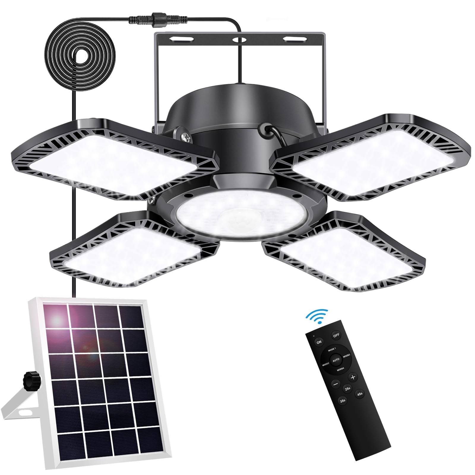 Aqonsie Solar Shed Light Outdoor Indoor, 176LED Powered Black (1 Pack)