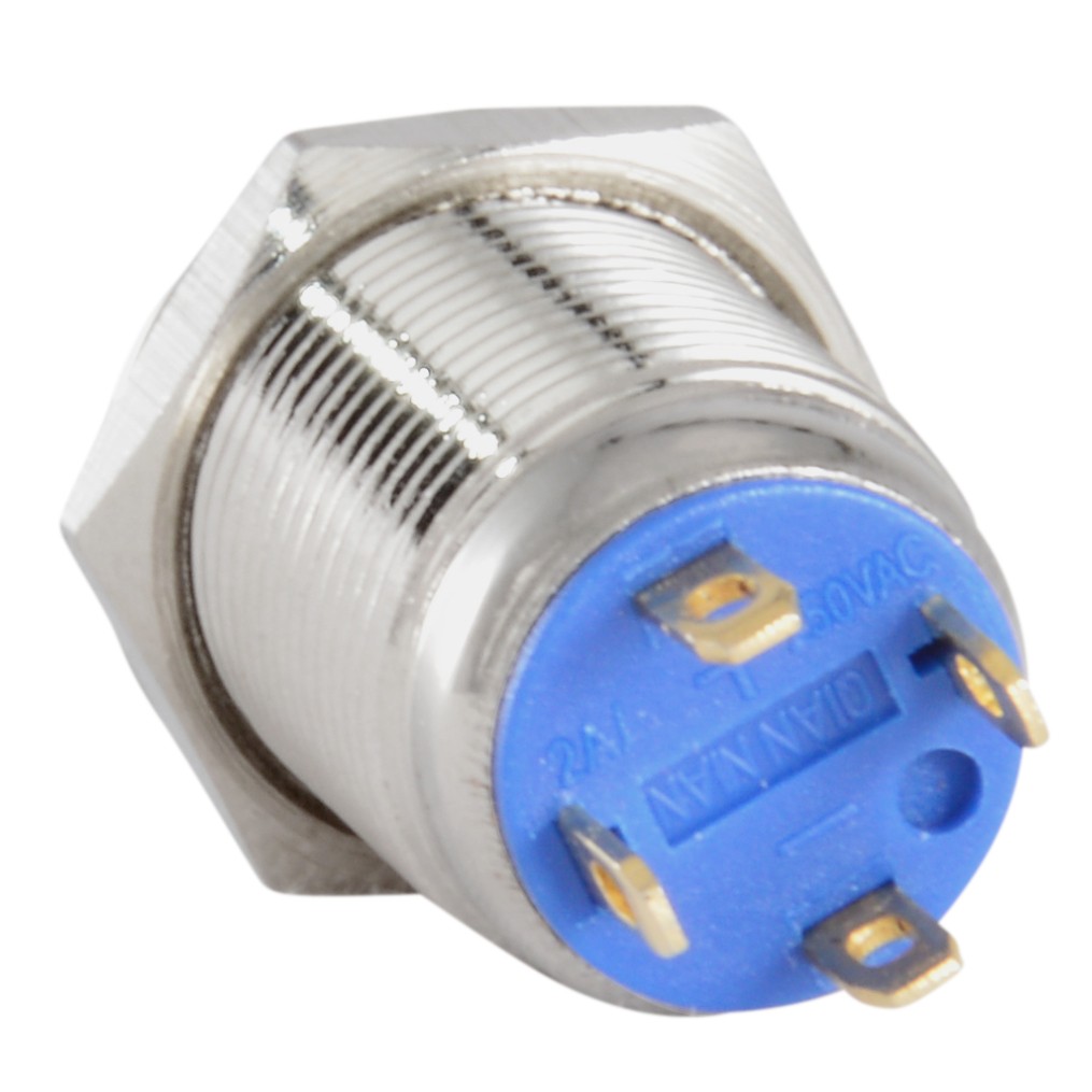 14mm Stainless Steel Momentary Push Button Switch Blue LED