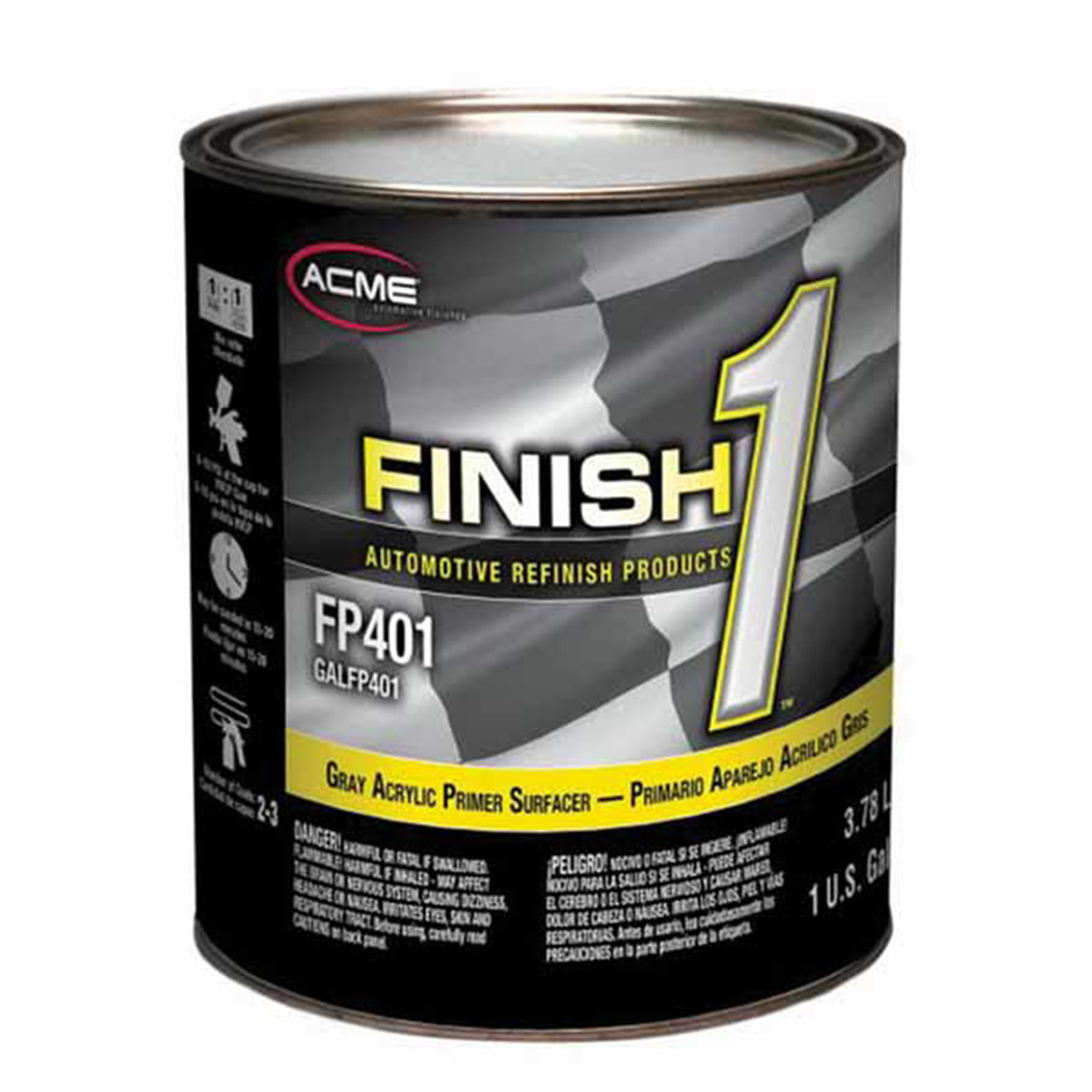 Finish 1 Automotive Refinish Products FP401-1 Acrylic Primer, 1 gal Can, Gray, 1
