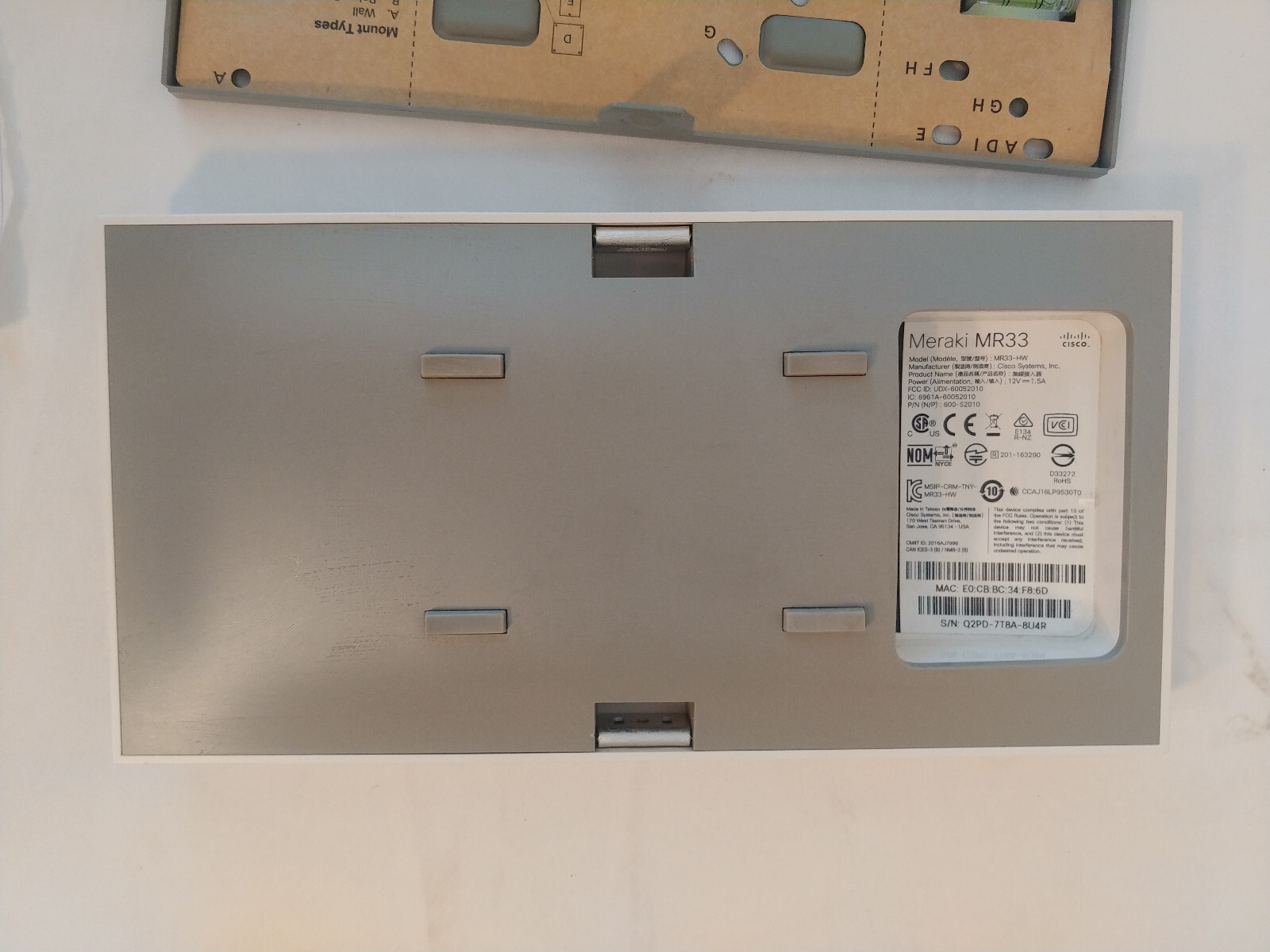 Cisco Meraki MR33-HW MR Series MR33 Cloud Managed Access Point UNCLAIMED Bracket