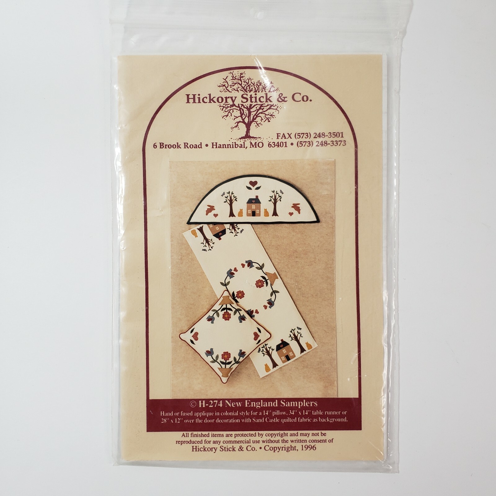 Hickory Stick & Co New England Samplers H-274 Quilt Pillow, Table Runner, Door