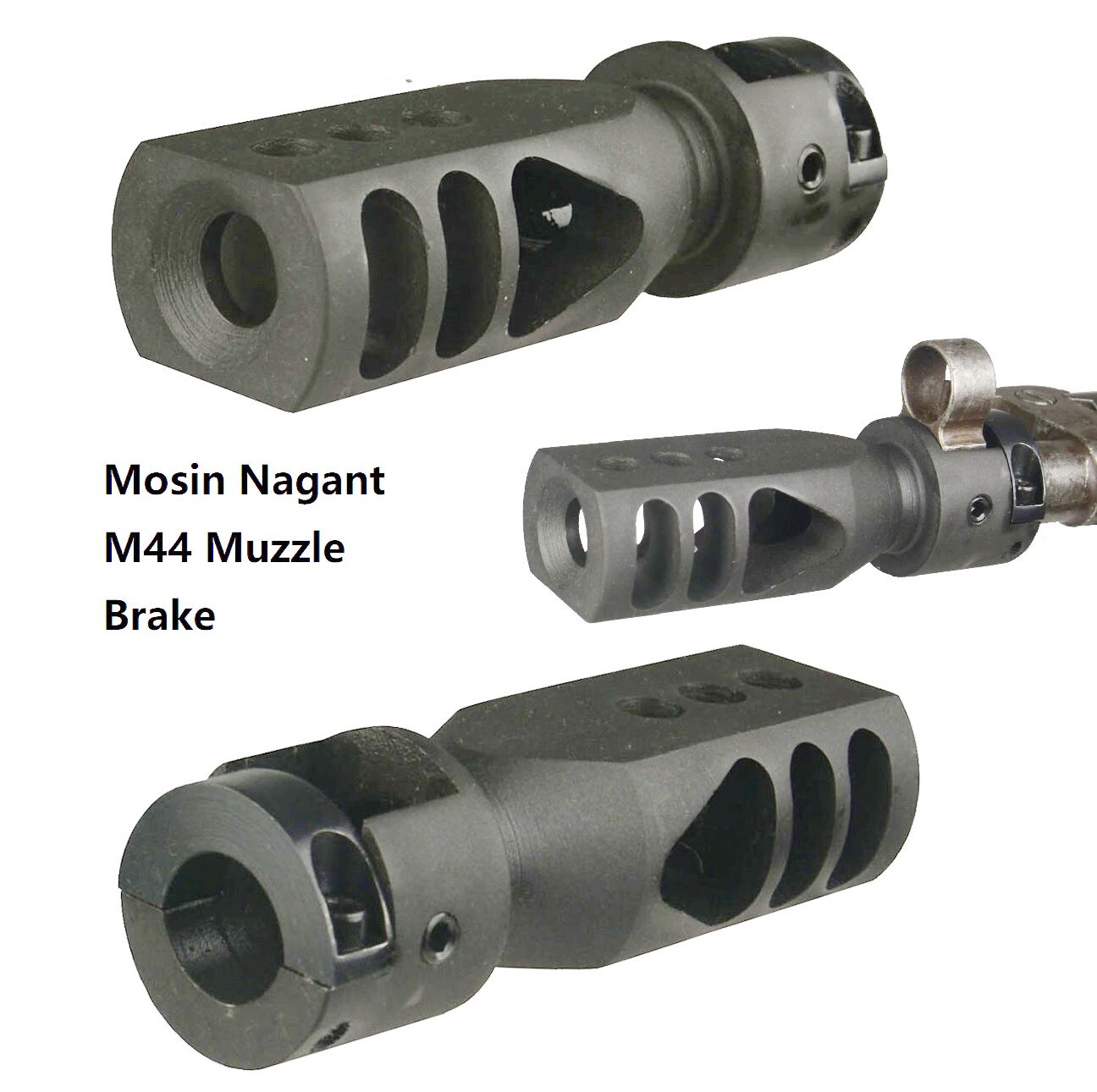 All Steel Mosin Nagant M44 Bolt On Tanker Style Muzzle Brake Triangular Baffles