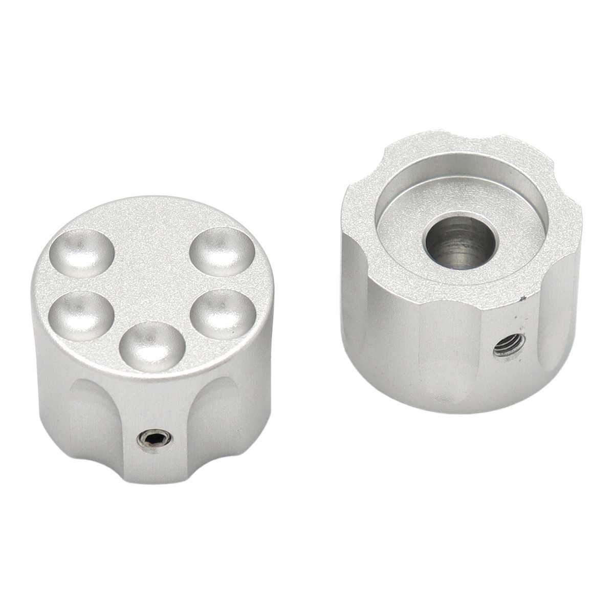 3Pcs Bullet Wheel Shape Aluminum Guitar Knobs Electronic Control Pot Cap Silver