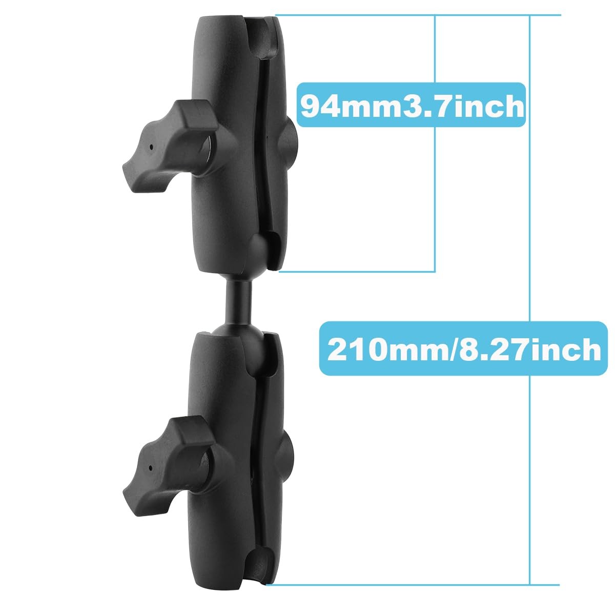 Ball Double Socket Arm with Dual Extension Ball Adapter with RAM B Size 1"