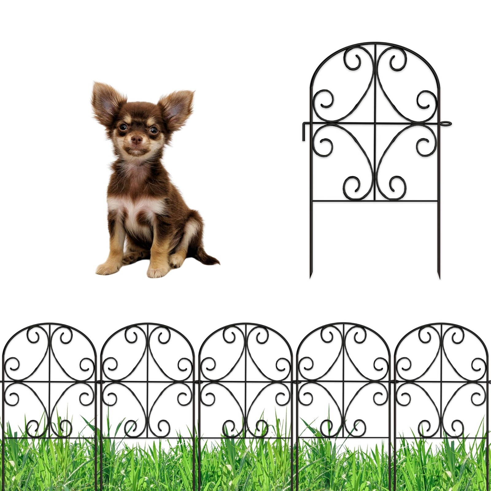 Garden Fence Border Animal Barrier (10 Panels) 12in(L) x 24in(H) Metal Wire F...