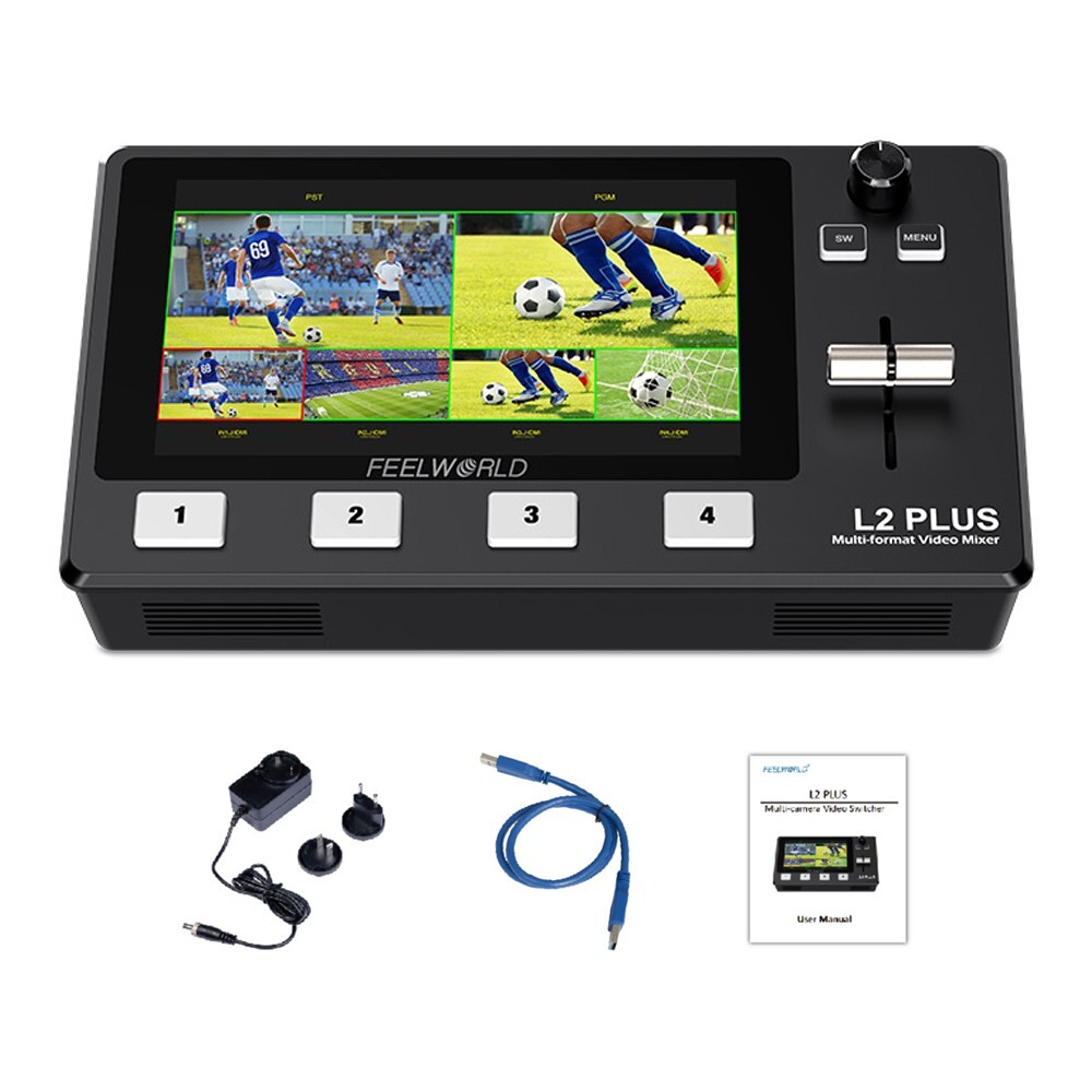 FEELWORLD L2 Plus Live Stream Video Mixer Switcher 5.5 in 4 HDMI Input Touch LCD