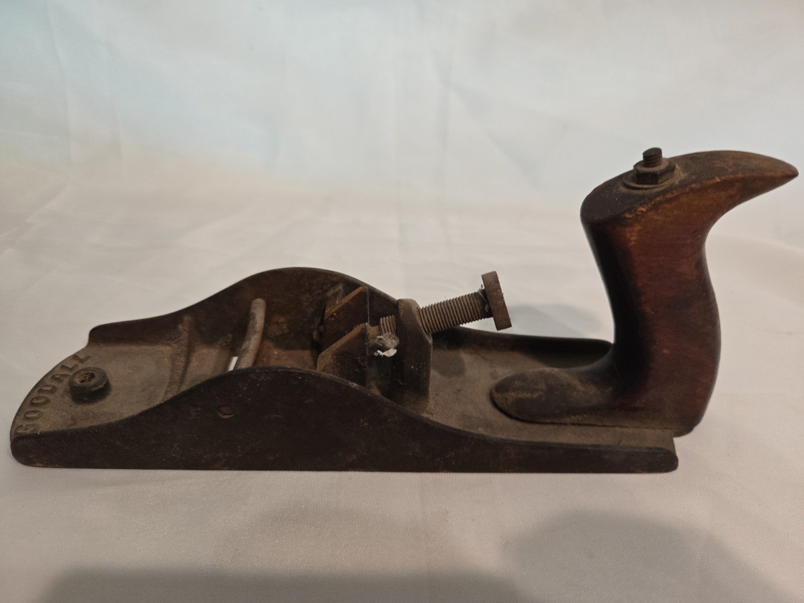 Vintage Smoothing Plane Hand Tool Steel Wood Handles Brown Carpenter Woodworking