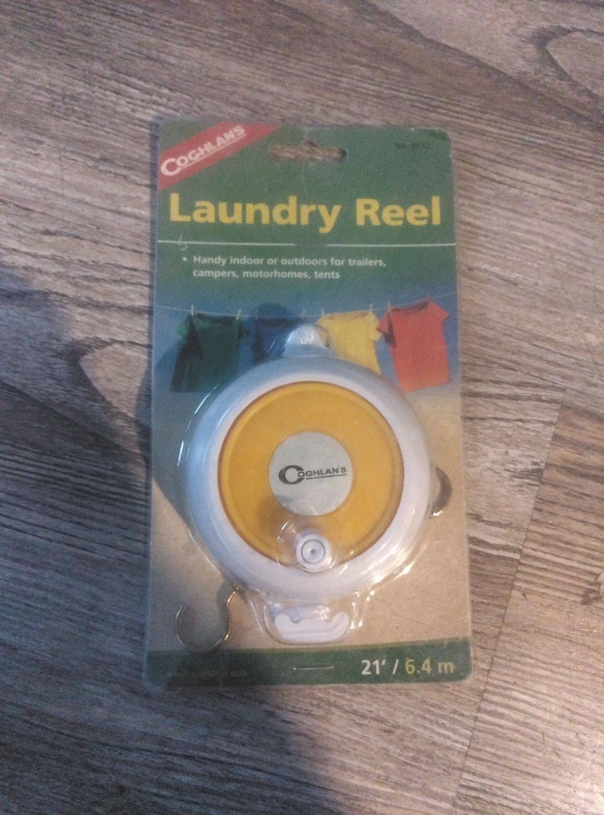 Coghlan's Laundry Reel Portable Retractable Wall Clothesline 21 ft White/Yellow