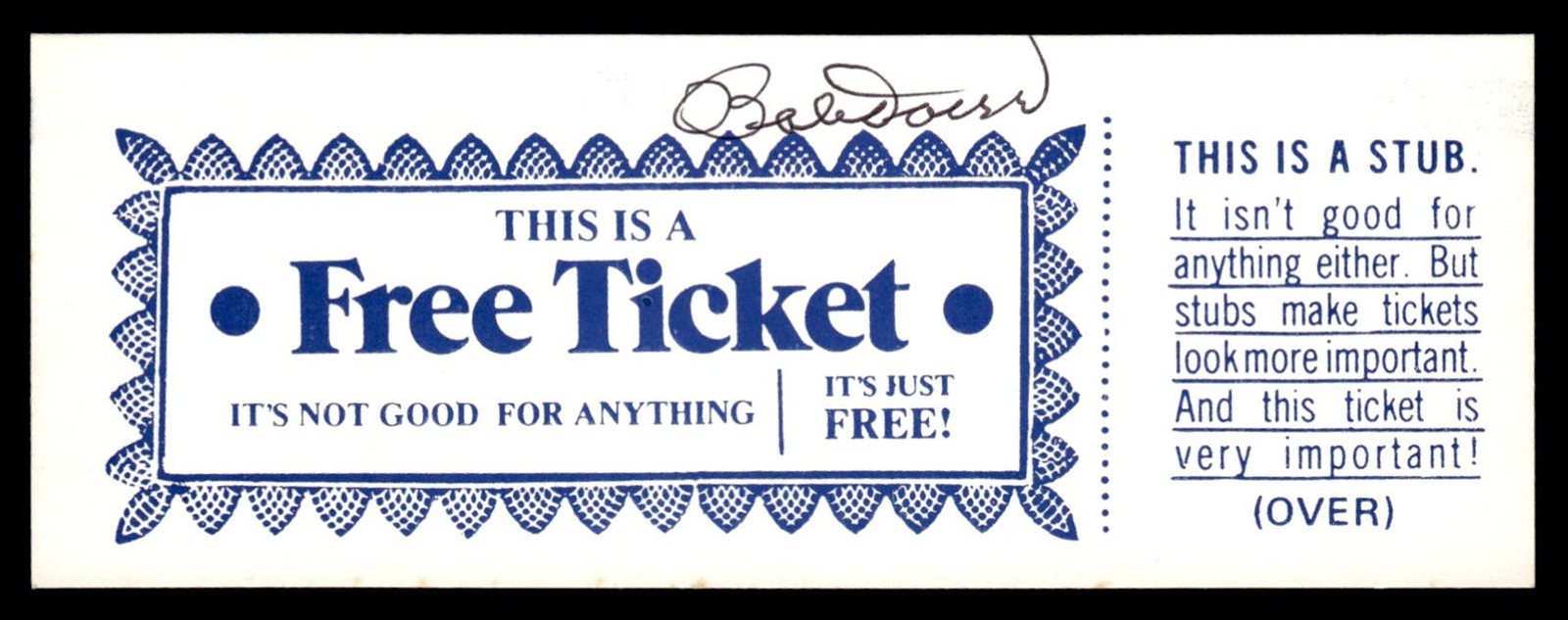 Bobby Bob Doerr Baseball Signed Religious Free Ticket Auto *X3195