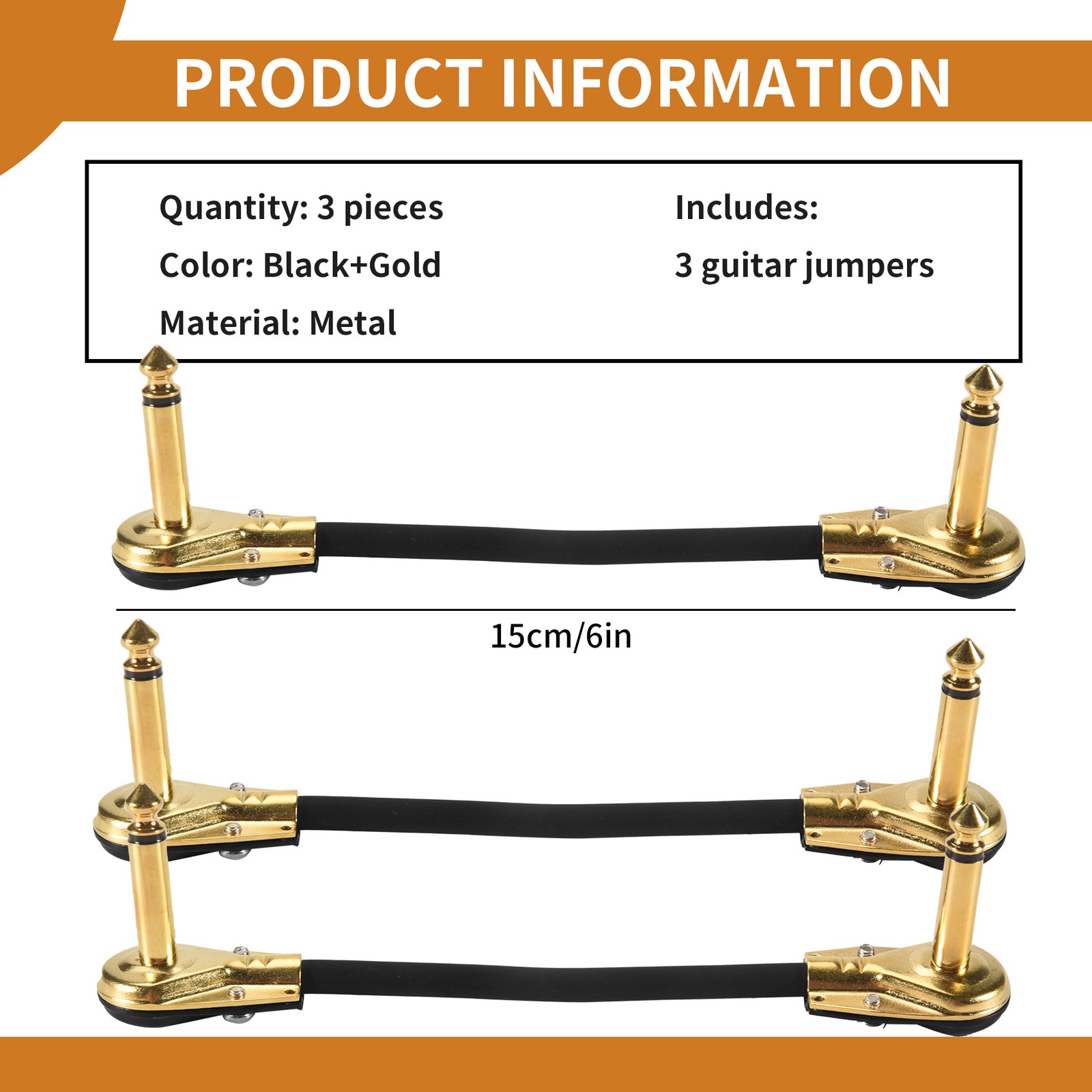 Guitar Patch Cable Pedal Patch Cords 1/4-Inch Right Angle Low Profile5407