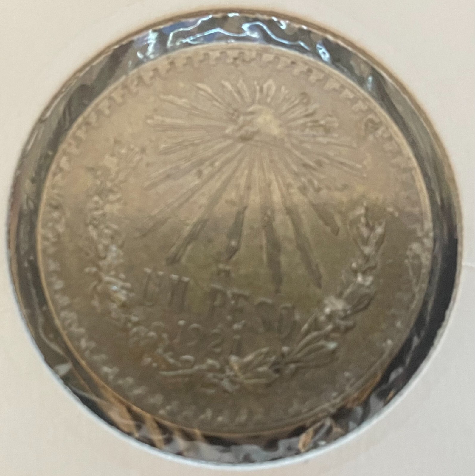1921 Mexico 1 Peso .720 Silver Coin, About Uncirculated