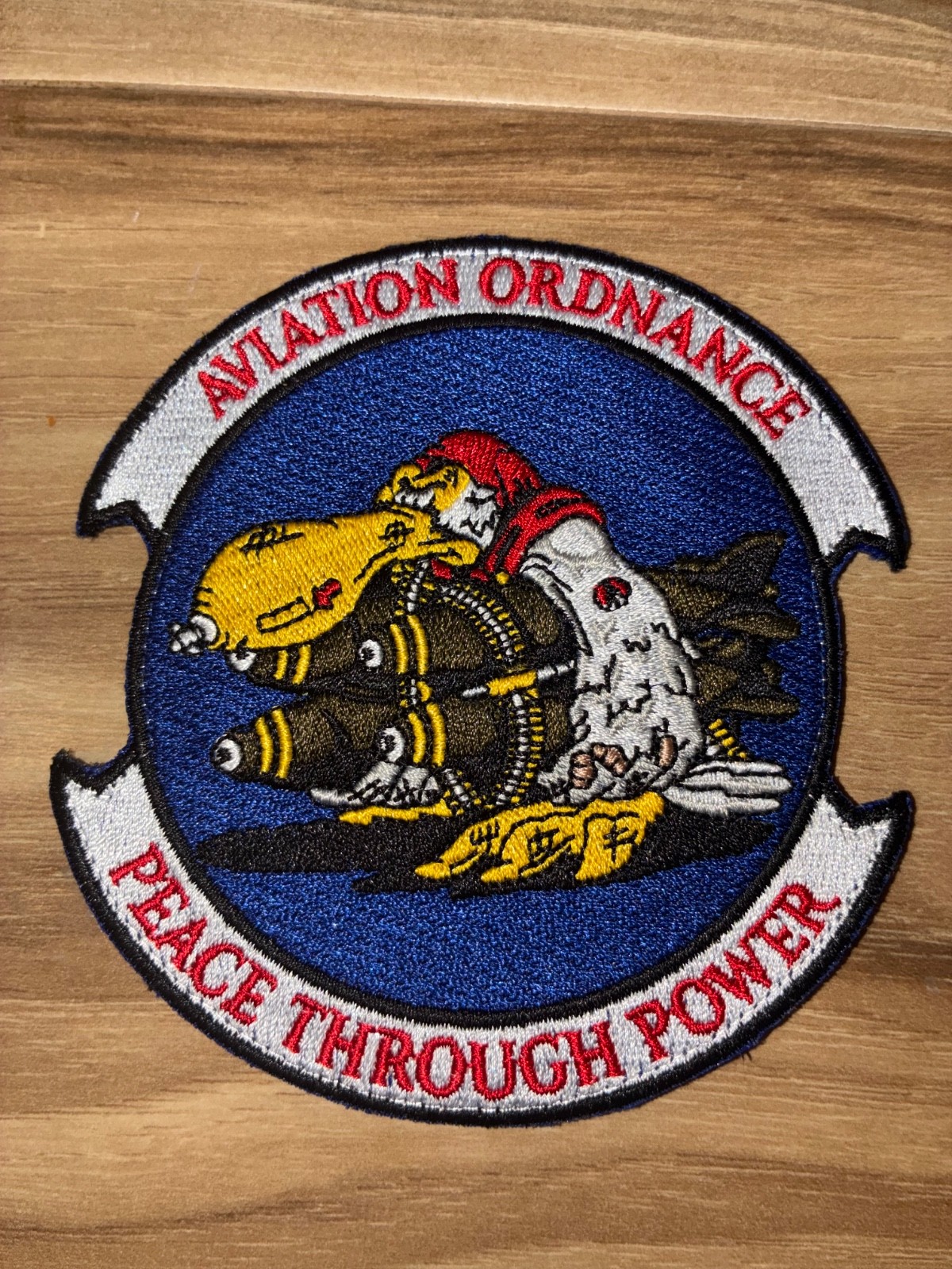 USN Aviation Ordnance "Peace through Power " embroidered patch.