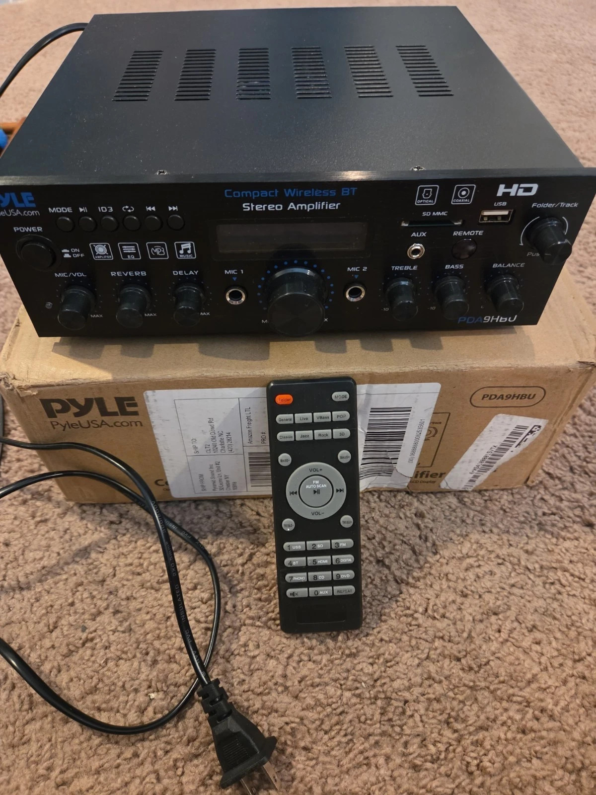 Pyle Wireless Bluetooth Home Stereo Amplifier - Multi-Channel 200W PDA9HBU