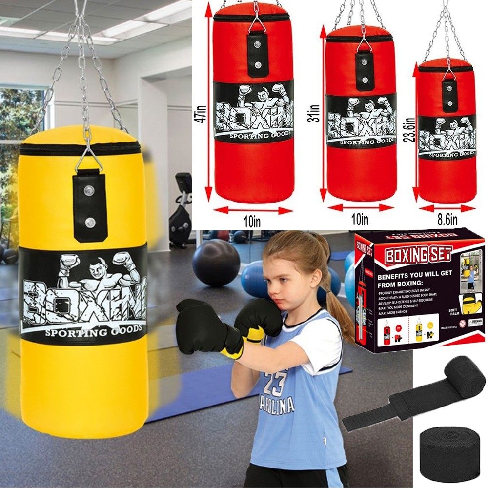 Heavy Boxing Punching Bag Training Gloves Speed Set Kicking MMA Workout Kick Bag