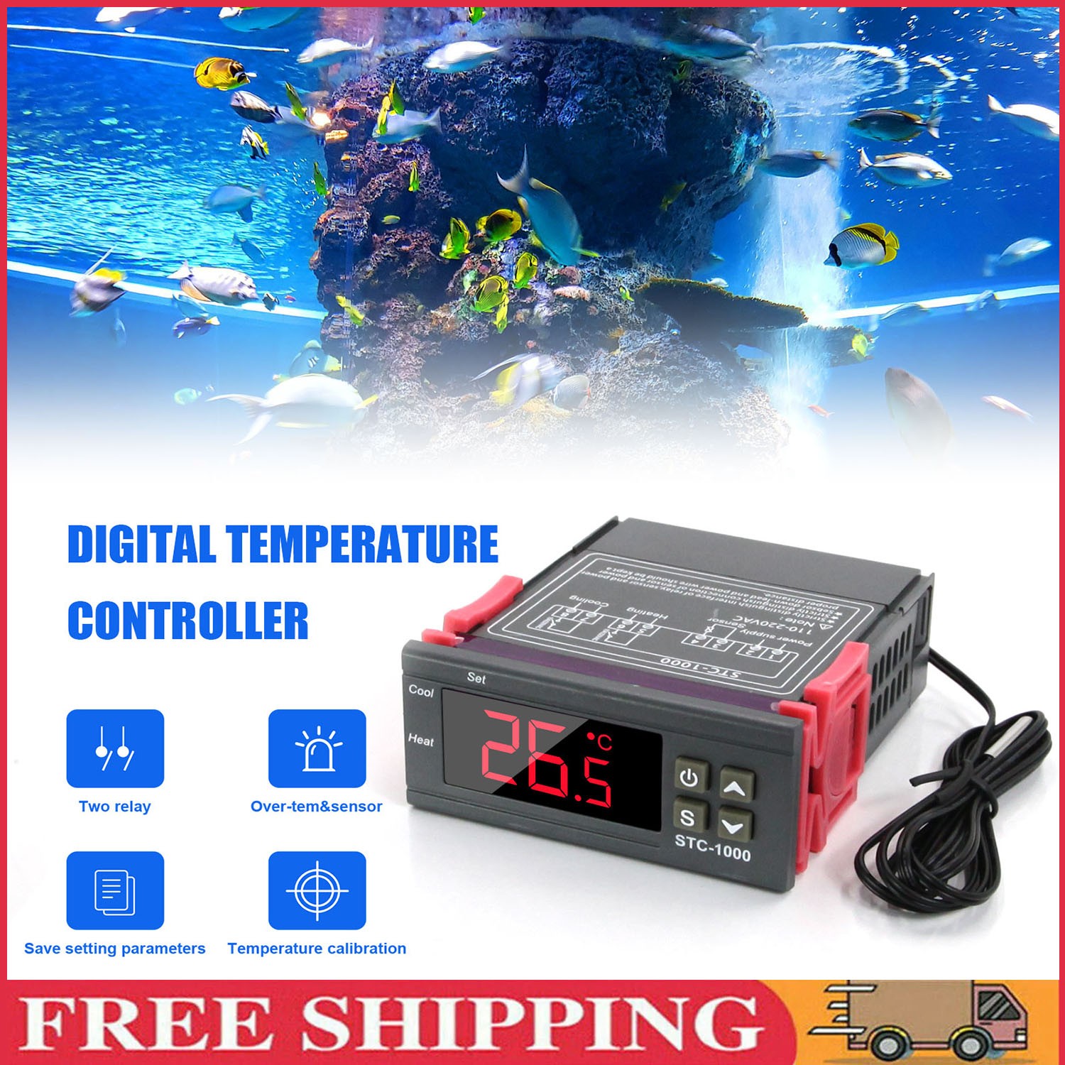 STC-1000 Digital Temperature Controller Thermostat w/ Sensor AC 110V Universal