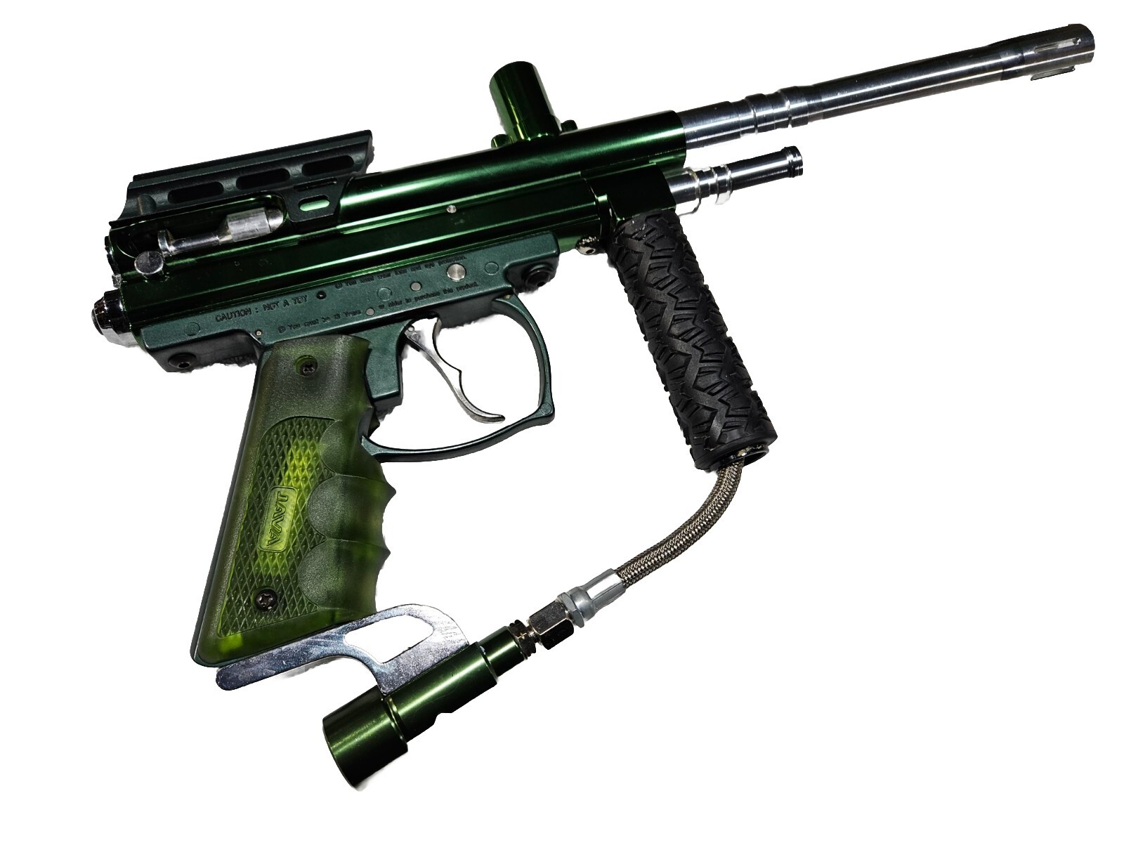 Spyder Green Victor 2 Paintball Gun Ported Barrel Vertical Grip Double Trigger