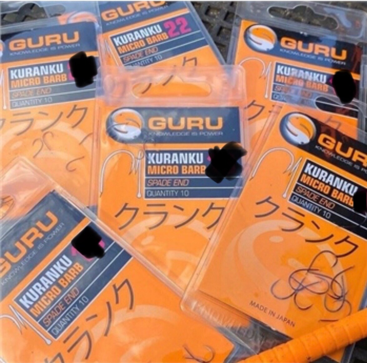 FISHING TACKLE - GURU KURANKU MICRO BARBED SPADE END HOOKS, SIZE 22