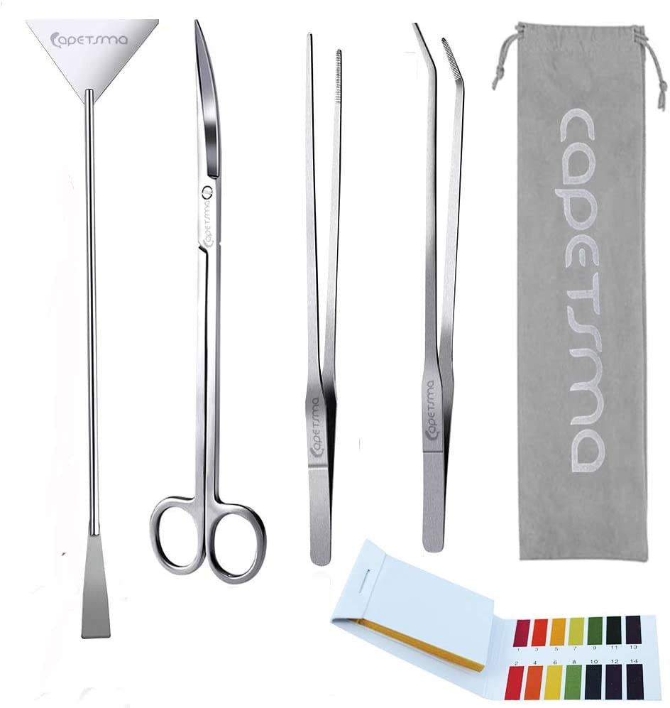 Aquascape Long Stainless Steel Plant Tools Set - Aquarium Tweezers, Scissors, Sp