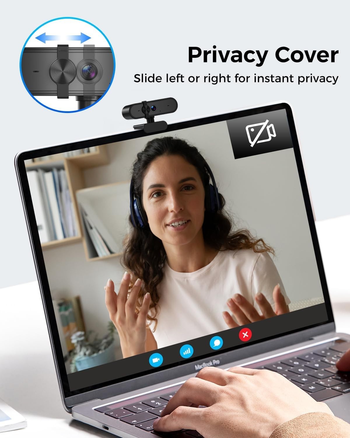 1080P Webcam Computer Camera with Microphone & Wide View - Auto Light Correction