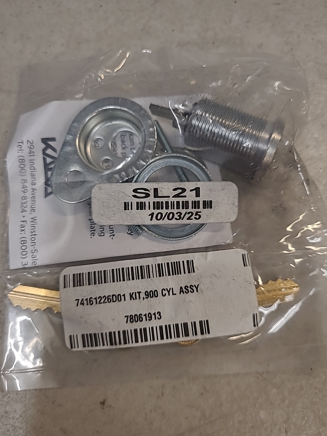 Simplex 74161226D01 Key Override Cylinder For 900 Series Lock