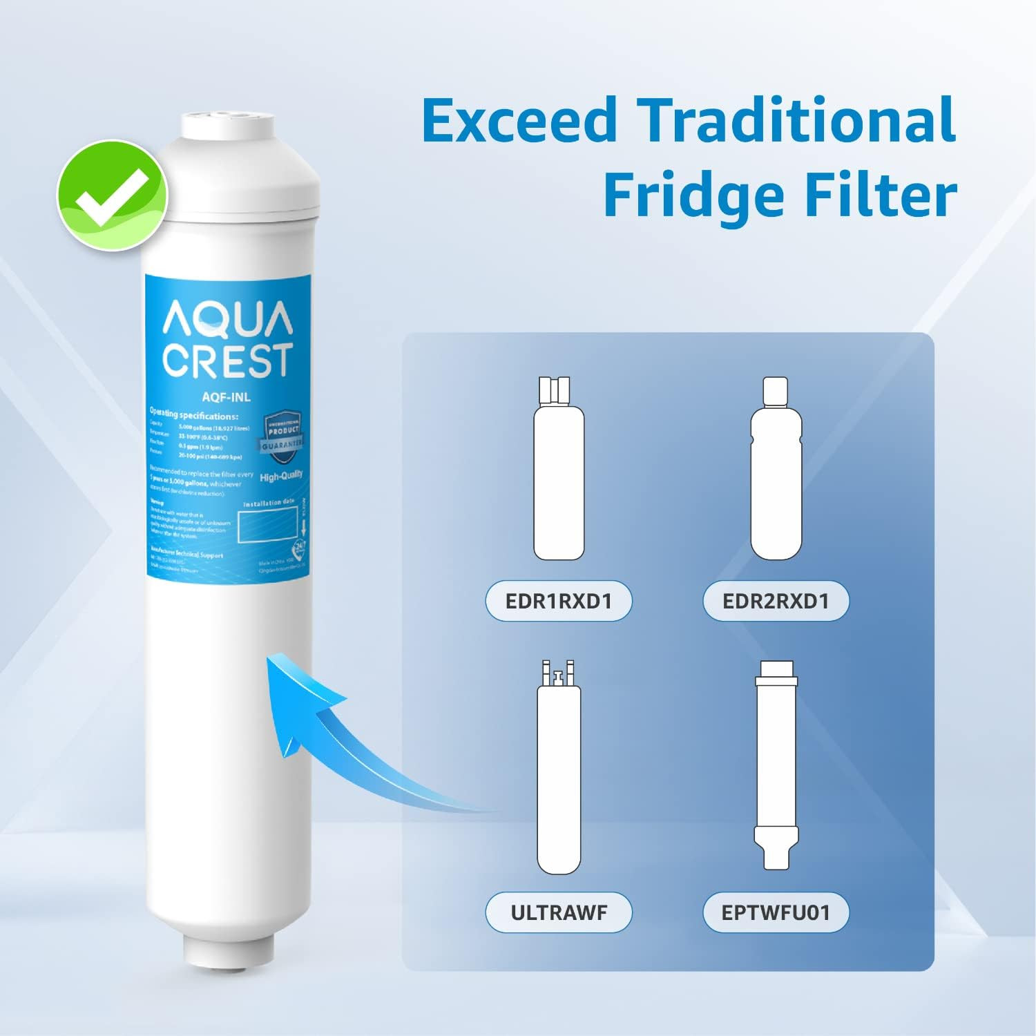 5 Years Inline Water Filter for Ice Maker with 1/4-Inch Direct Conne