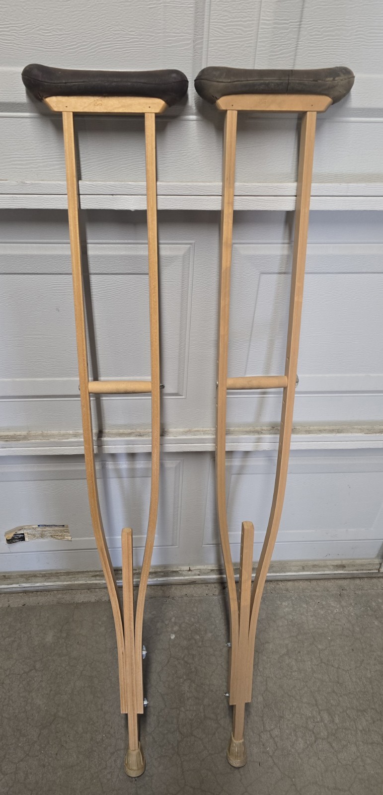Vintage Pair Of Wood Crutches Curved Handles Play Movie Props