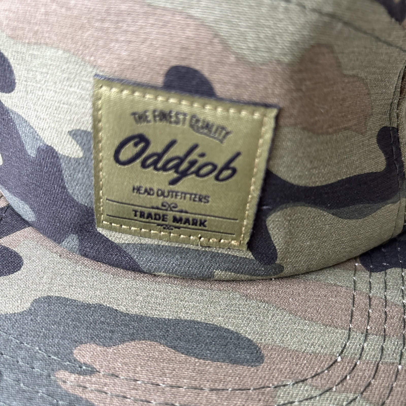Oddjob Hat Cap Strap Back Mens Olive Green Camo Big Melon 5 Panel Cotton