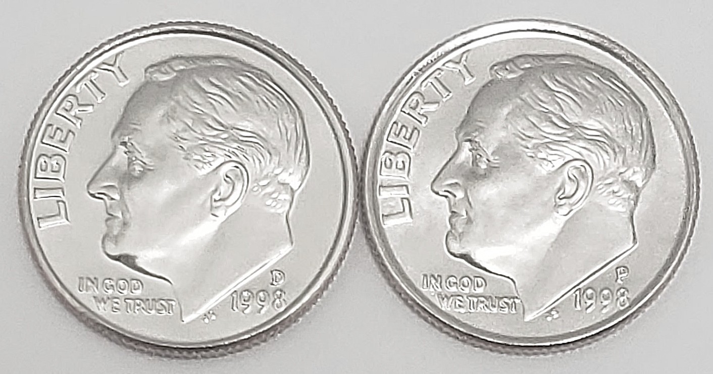 1998 P & D Roosevelt Dime Set  AVE CIRCULATED **FREE SHIPPING**