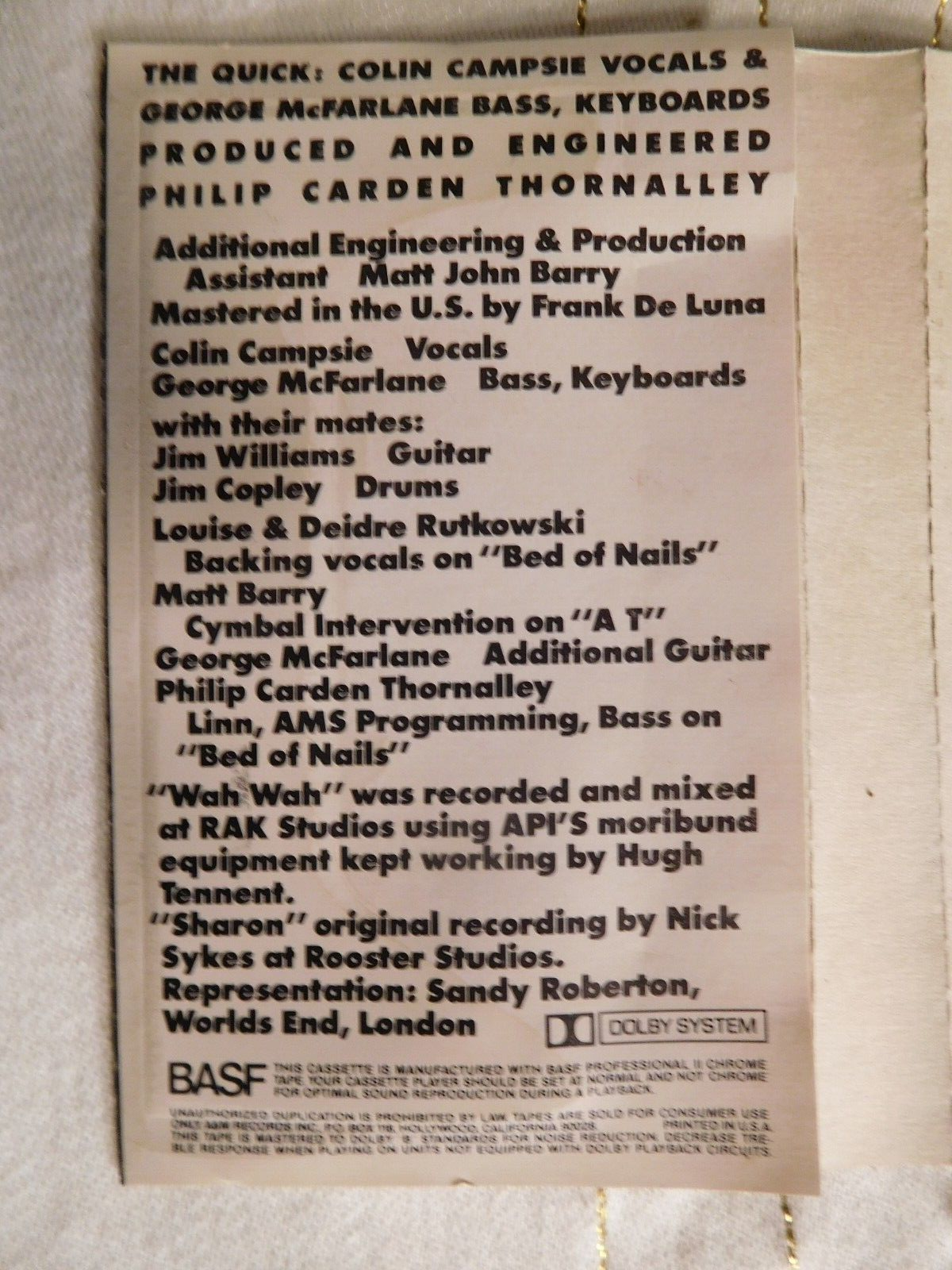 Rare Vintage Cassette The Quick Wah Wah