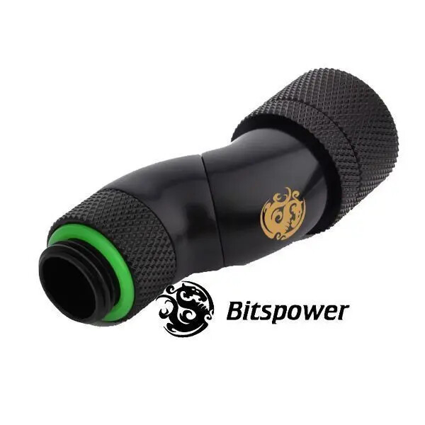 Bitspower G1/4 Black Triple Rotary 90° Compression Fitting  For ID 7/16" OD 5/8"