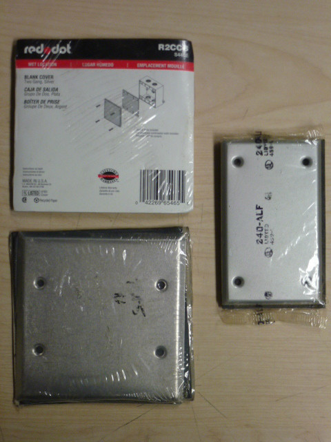 NOS! LOT of (3) RED DOT 1 & 2-GANG MILL FINISH BLANK WALL PLATE, WET LOCATION