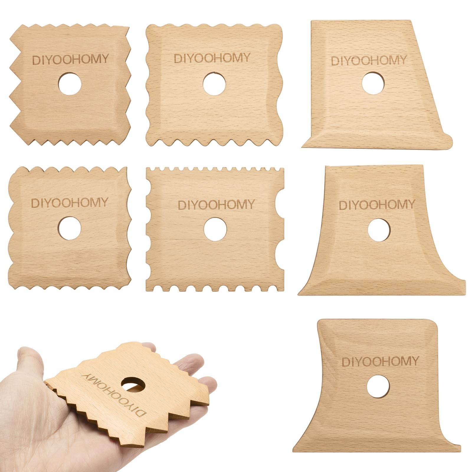 DIYOOHOMY 7 Pcs Pottery Ribs Foot Shaper Trimming Tools Clay Texture Ribs Mud...