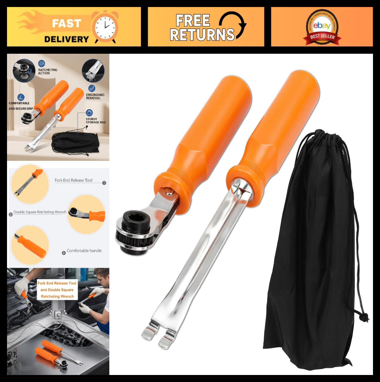 2PCS Brake Slack Adjuster Tool Set | 5/16" Release Tool for Semi Trucks & Traile