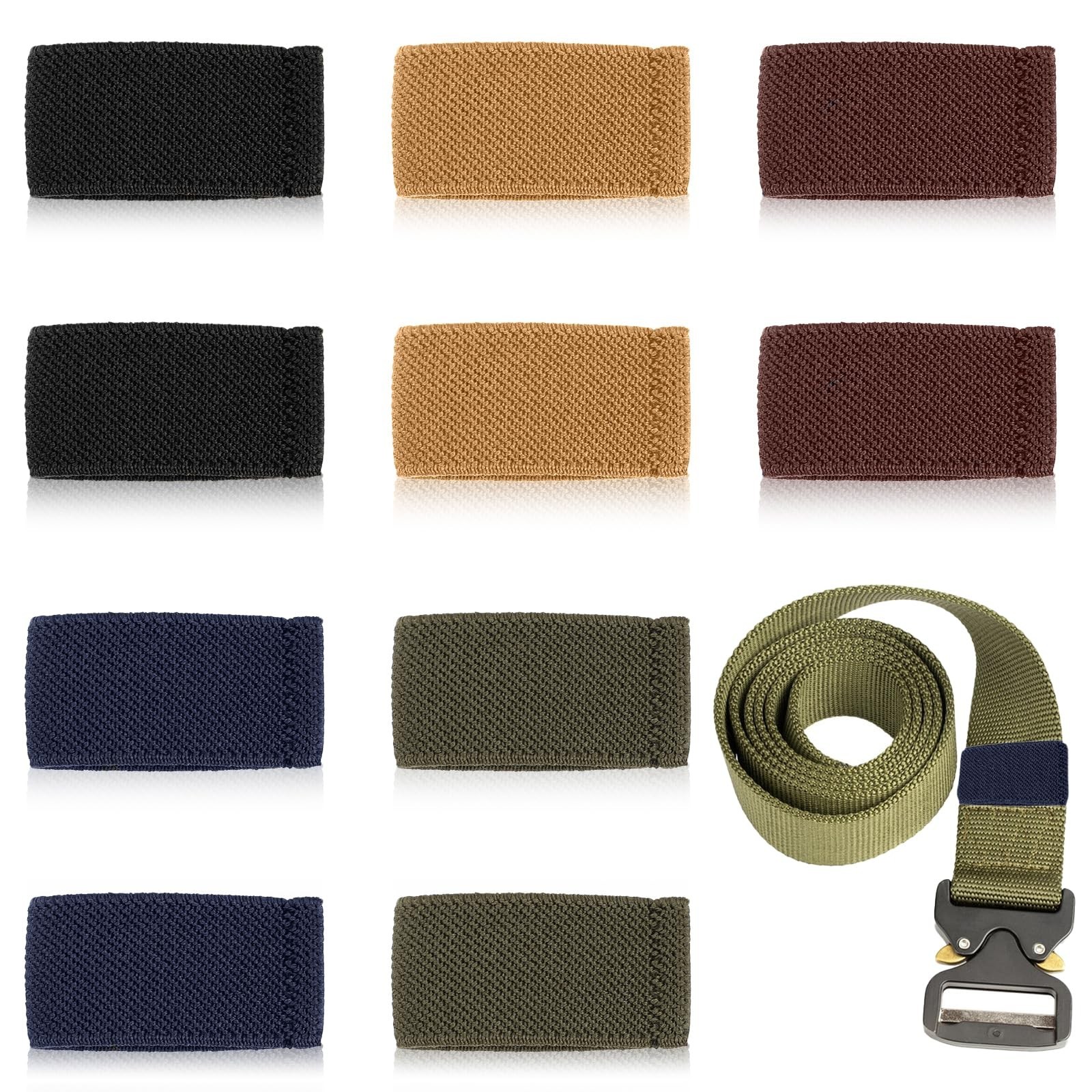 Bewudy 10 Pack Elastic Belt Keeper Strap, Nylon Canvas Web Belt Elastic Loop ...