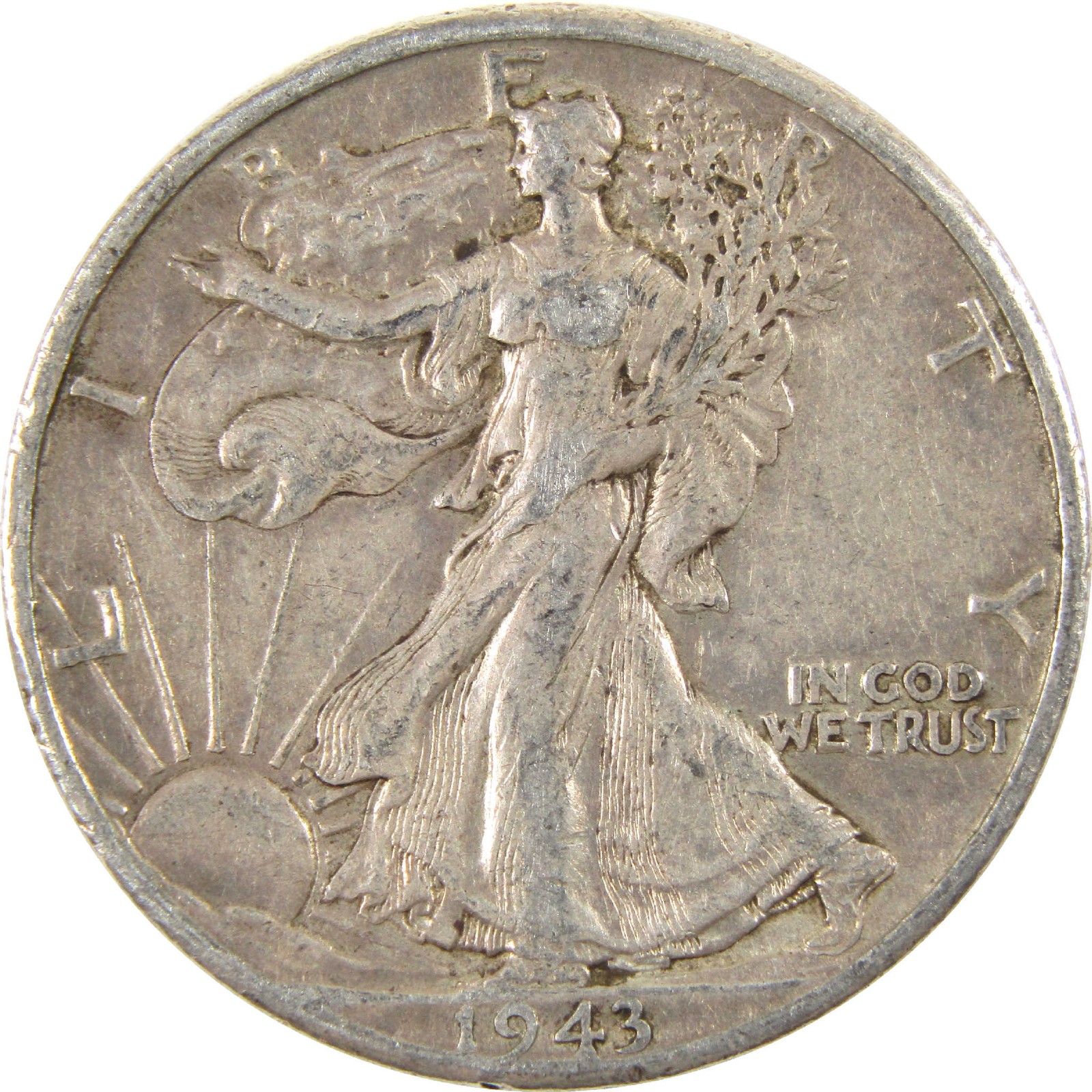 1943 D Liberty Walking Half Dollar XF EF Extremely Fine Silver 50c