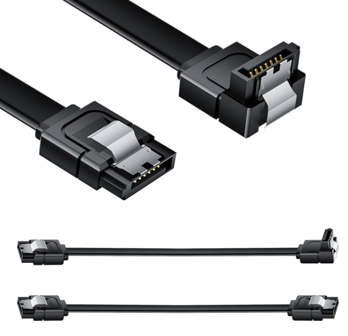 2 Cables SATA III 6Gbps 90° + Recto 7Pin SSD HDD, Nuevo