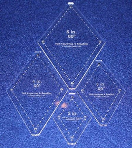 Diamond Templates 4 Pc Set No Tips 2" to 5"- Clear 1/8" 60 Degree