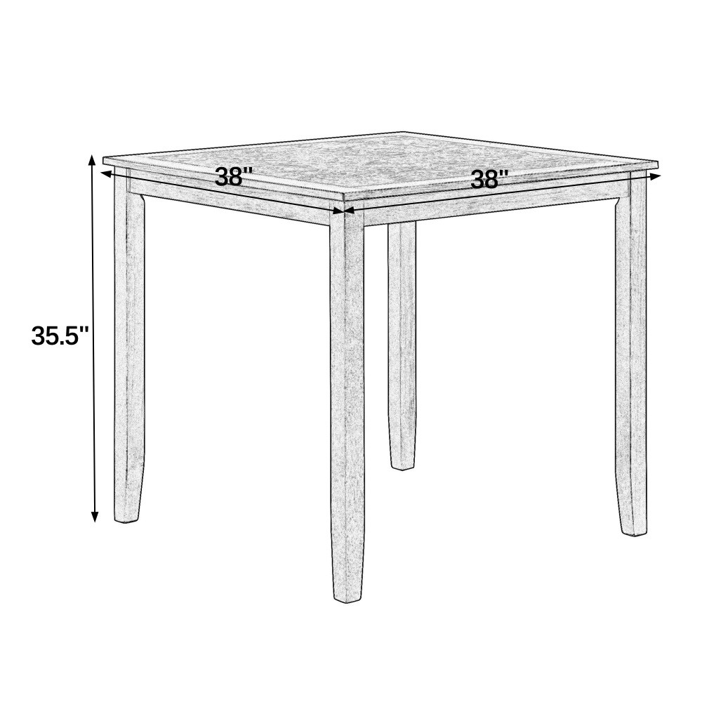 5 Piece Brown Dining/Bar Table Set - Retro-Style Breakfast Table for Dining Room