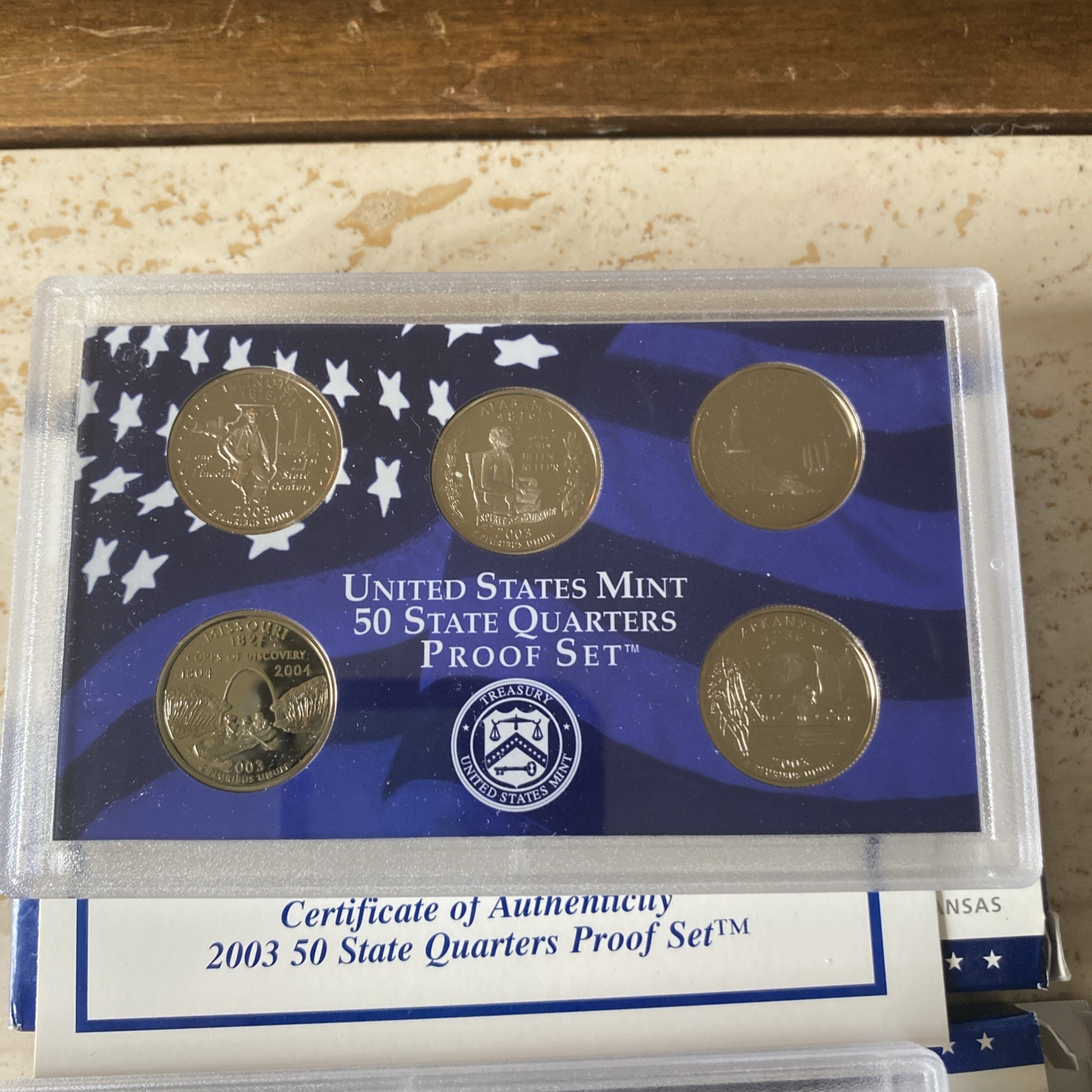 2003, 2004 & 2005 US Mint State Quarter Proof Sets with Box & COA, Uncirculated