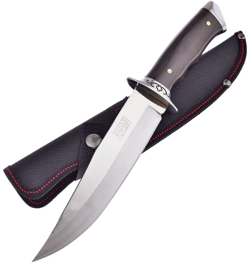 Frost 12" Fixed Blade Walnut Wood Handle Bowie Knife w/ Sheath SHP016SS