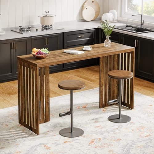 Tribesigns Bar Table, 63-Inch Counter Height Pub Table, Industrial Rustic Brown