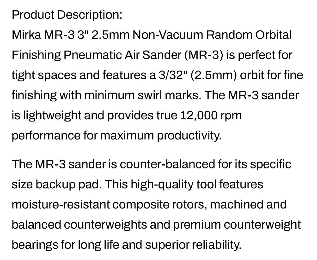 Mirka MR-3 DA Sander Pneumatic