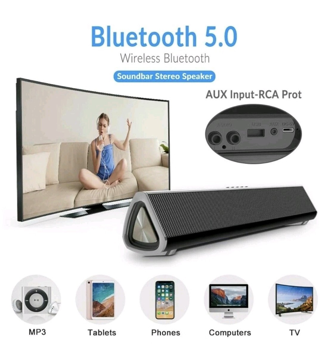 Bluetooth Soundbar Speaker for TV PC AUX USB Portable LP-S16 New